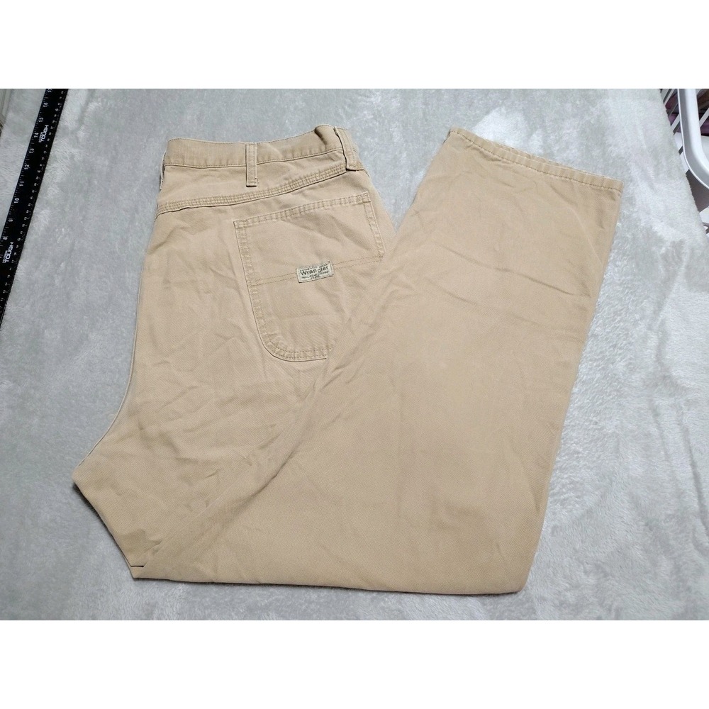 Wrangler Carpenter Pants Men 40x32 Tan Khaki Work Classic Pockets Cotton Comfort